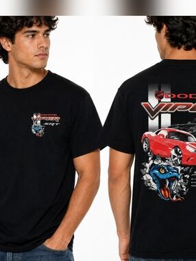 Dodge Viper SRT Graphic T-Shirt Black Snake Logo Muscle Car Tee Size M